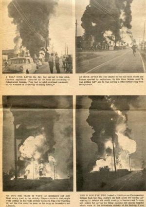 Newspaper photos of the active fire