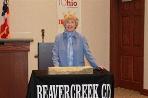 Jill Kincer With Coy School Foundation Stone